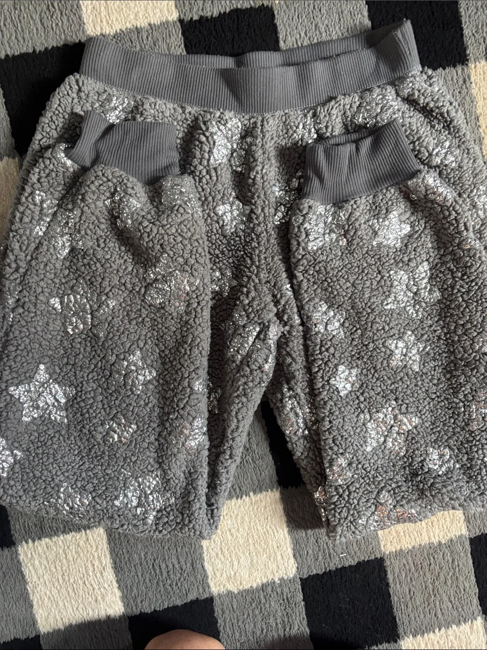 Justice Gray Sherpa Pajama Set with Sparkle Stars